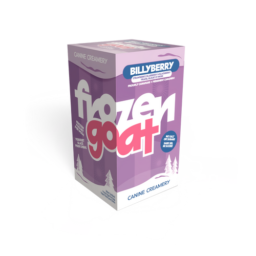 Big Country Raw Frozen Goat Billyberry frozen yogurt treat 300 mL three-cup box