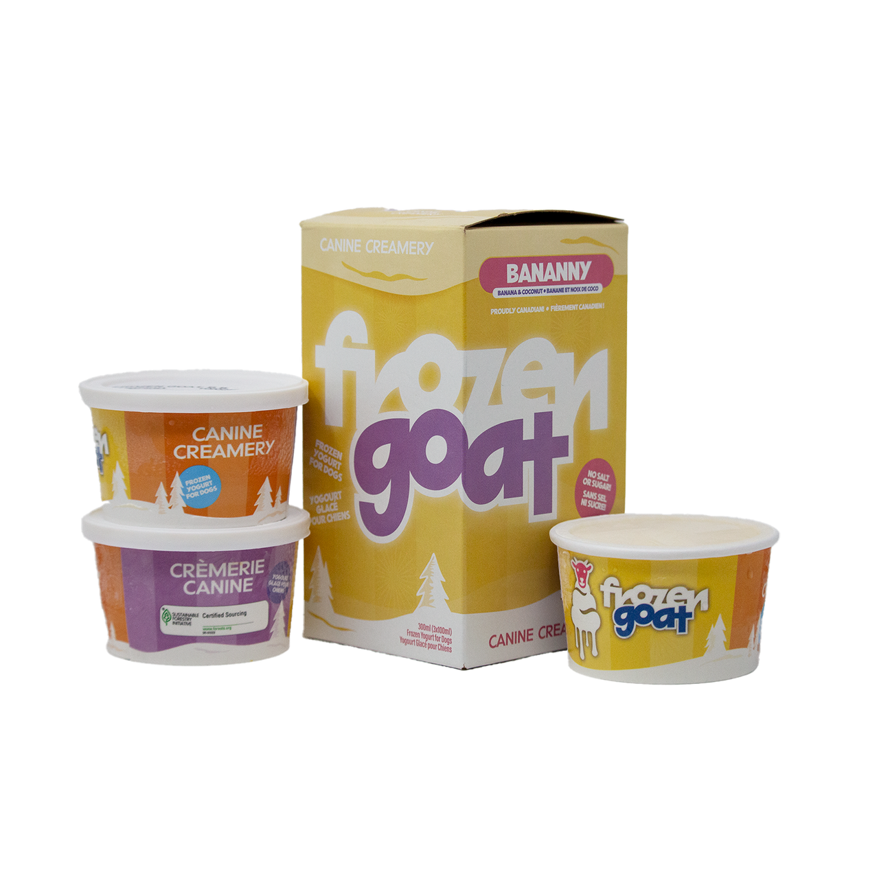Big Country Raw Frozen Goat Bananny 300 mL banana coconut frozen dog treat