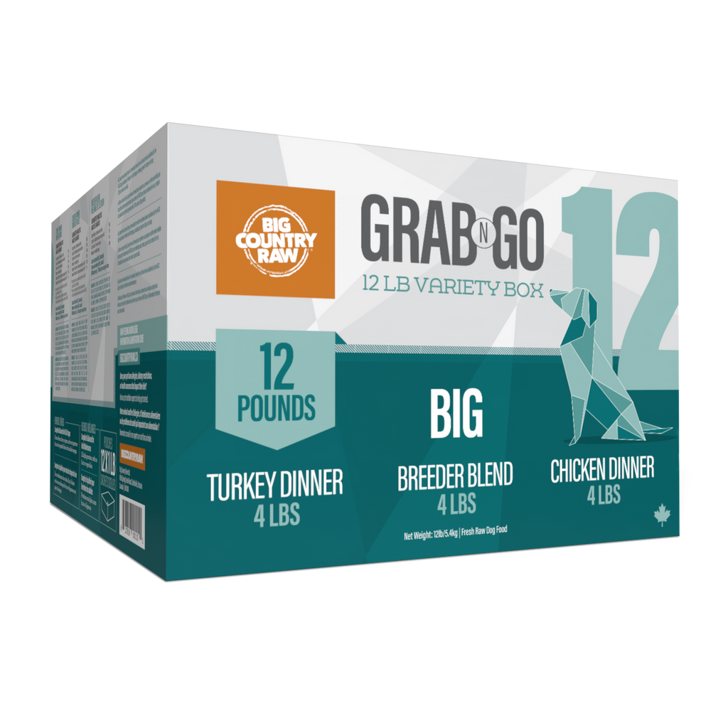 Big Country Raw Grab N Go Big 12 lb raw frozen dog food variety box