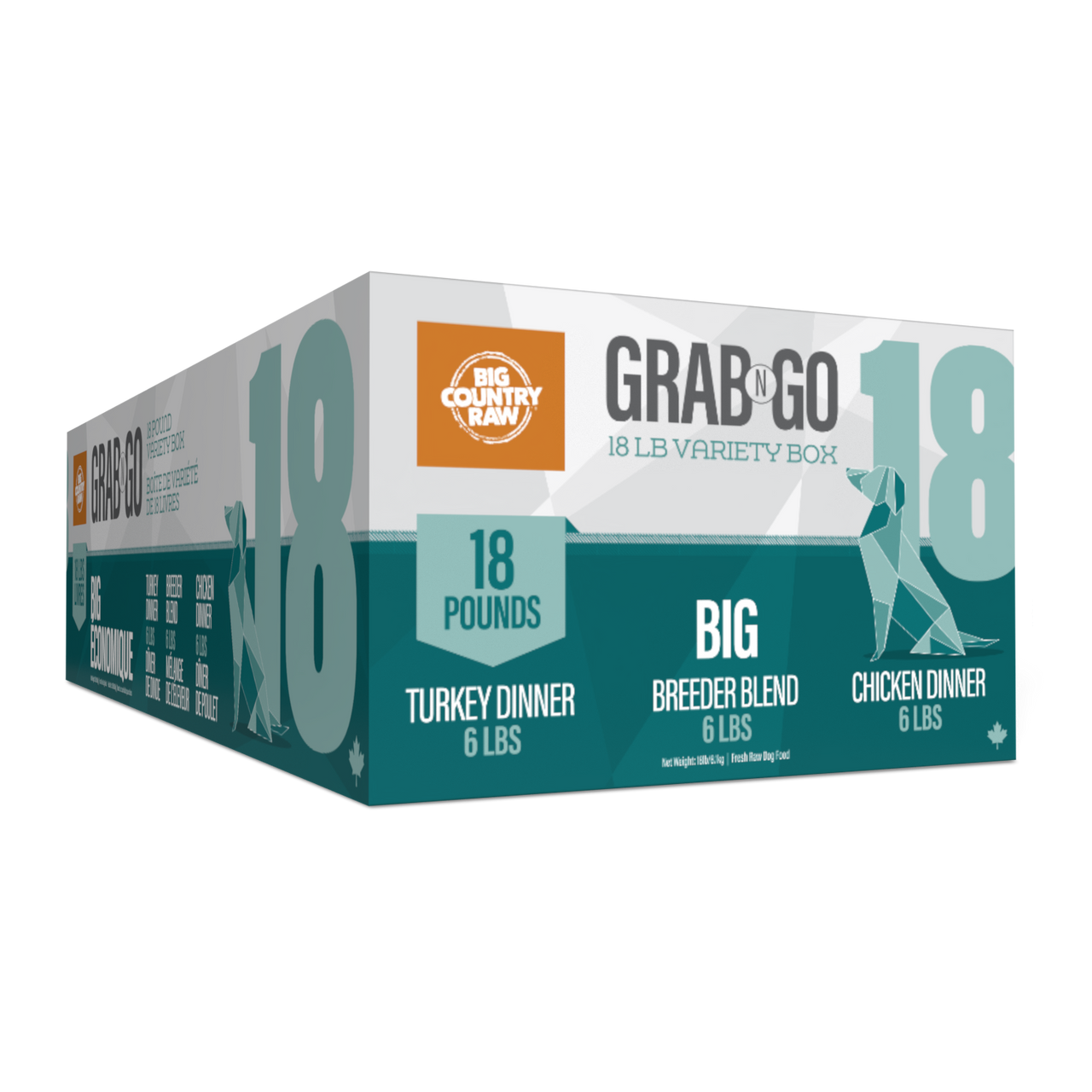 Big Country Raw Grab N Go Big raw frozen dog food 18 lb box