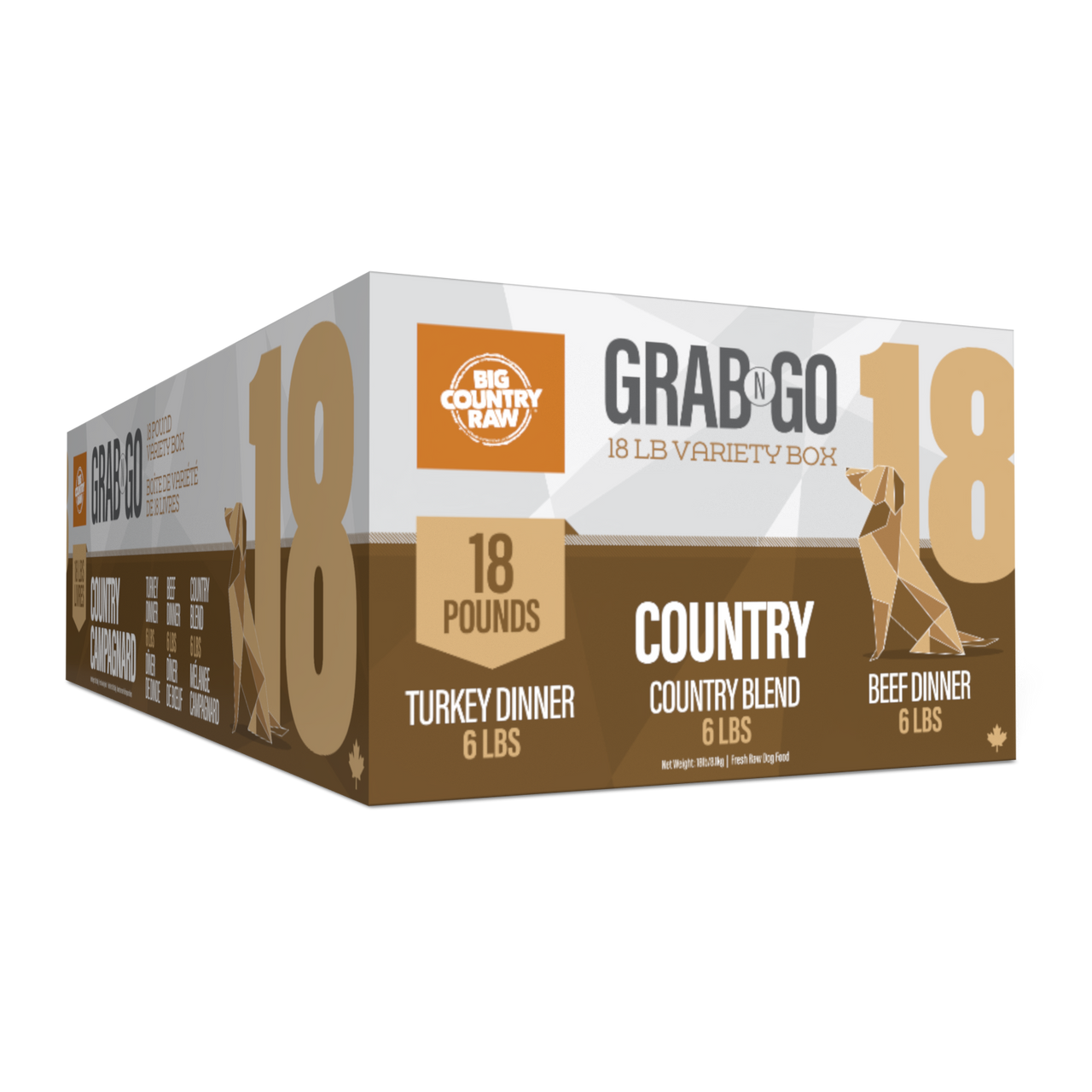 Big Country Raw Grab N Go Country raw frozen dog food 18 lb box