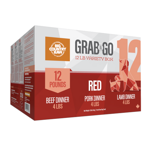 Big Country Raw Grab N Go Red 12 lb raw frozen dog food beef pork lamb variety box