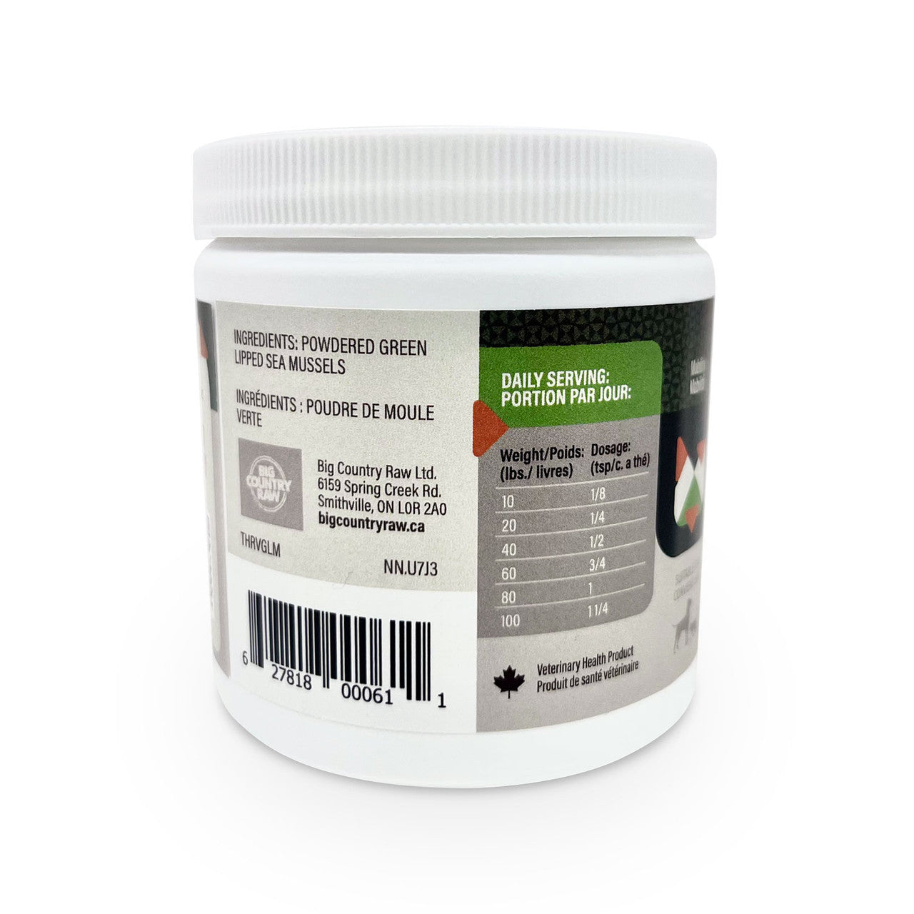 Thrive Green Lipped Mussels powdered joint supplement for dogs 160 g container