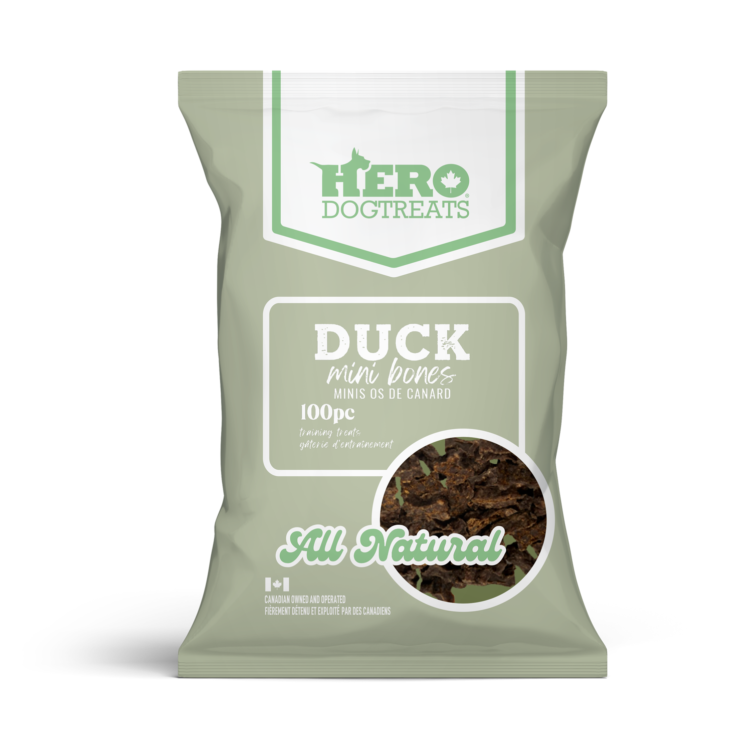 Hero Dog Treats Duck Mini Bones 100 piece 75g training treats