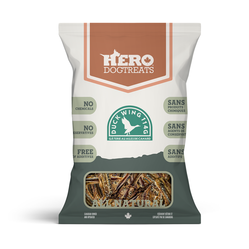 Hero Dog Treats dehydrated duck wings single-ingredient chews 114 g bag