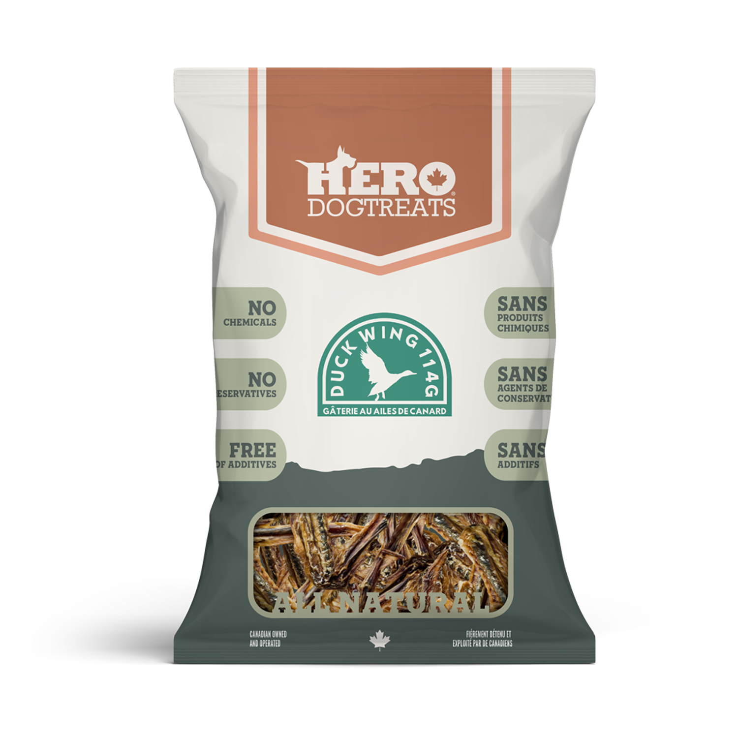 Hero Dog Treats dehydrated duck wings single-ingredient chews 114 g bag