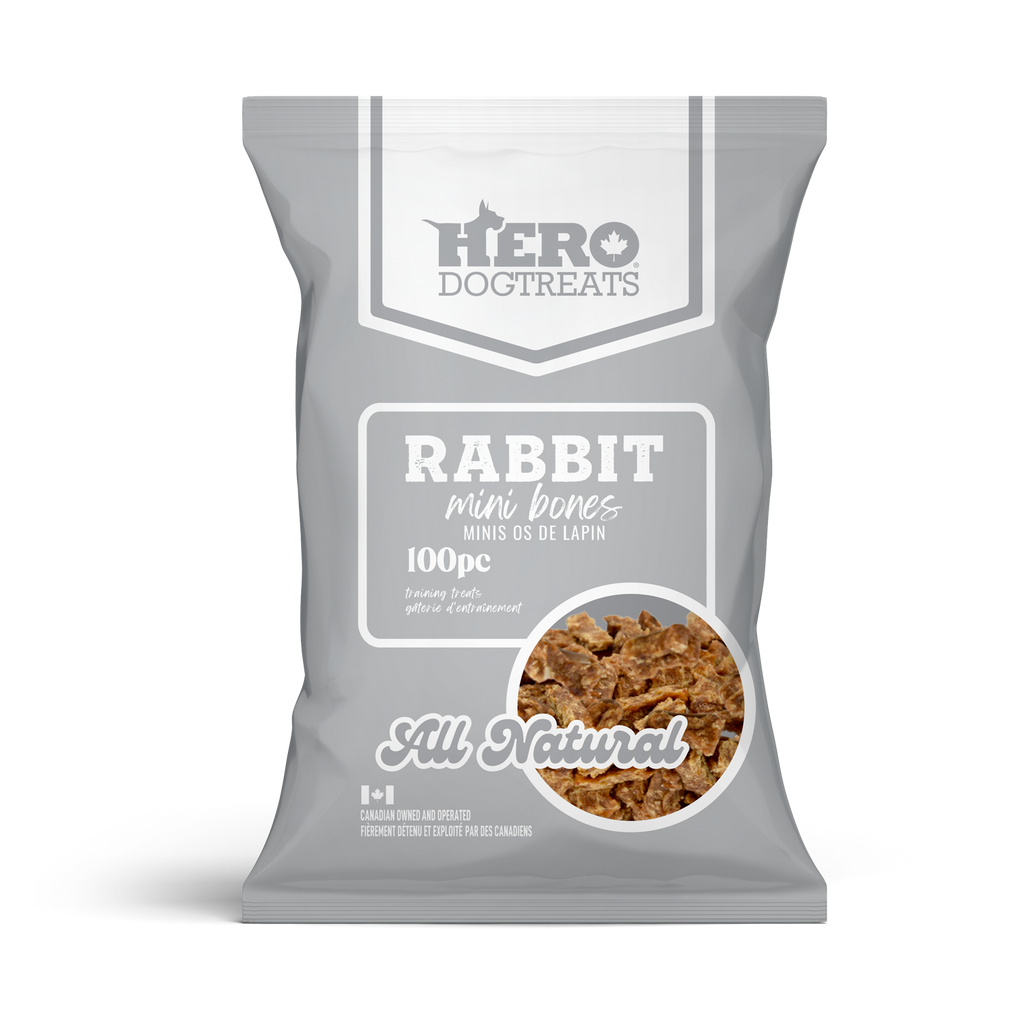 Hero Dog Treats Rabbit Mini Bones 100 piece 75g hypoallergenic training treats