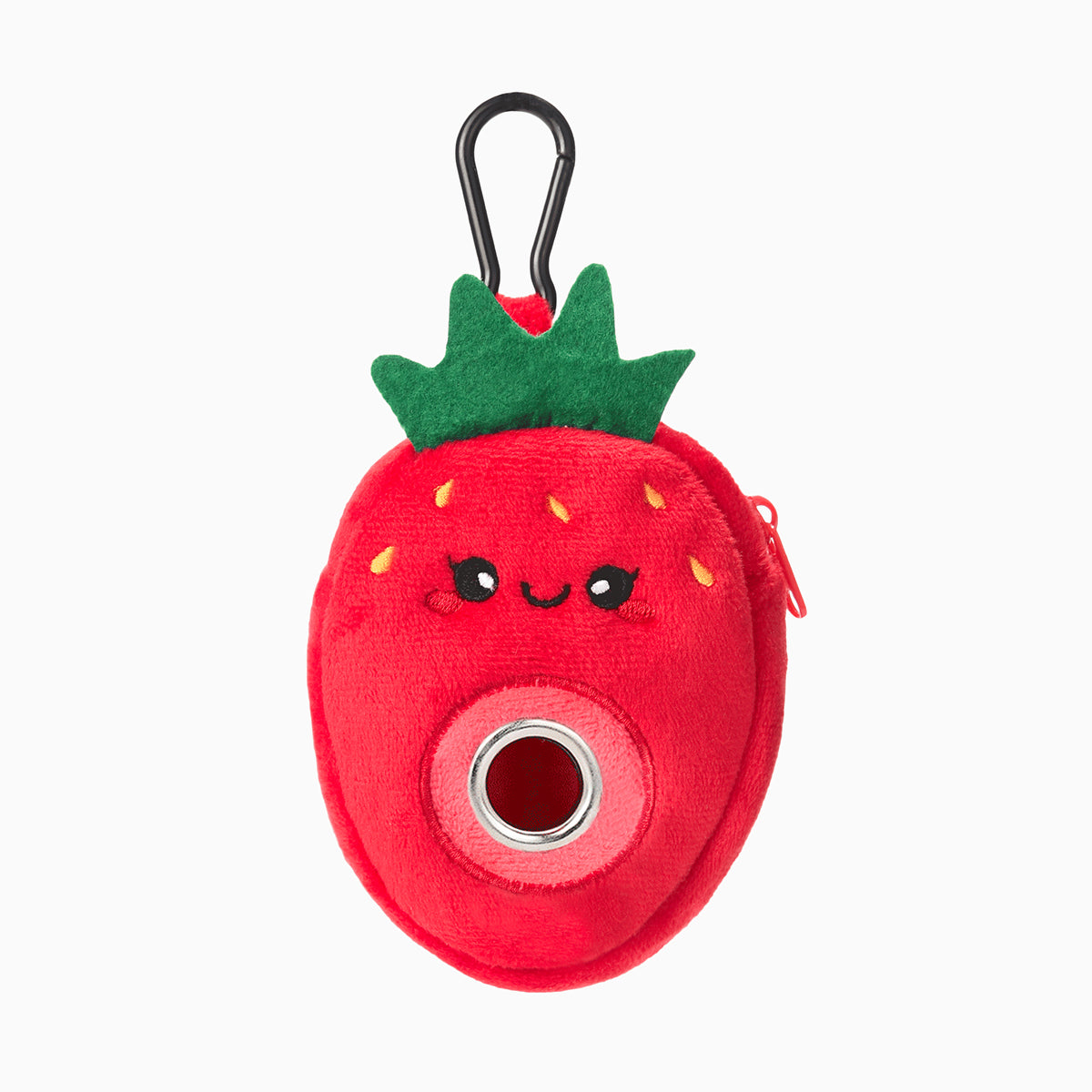 HugSmart Pooch Pouch Poop Bag Holder Strawberry soft plush dispenser with leash clip