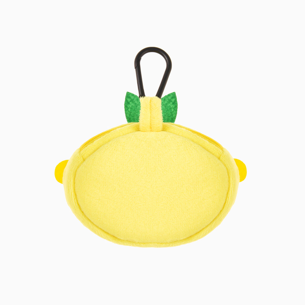 HugSmart Pooch Pouch Poop Bag Holder Lemon soft plush dispenser with leash clip