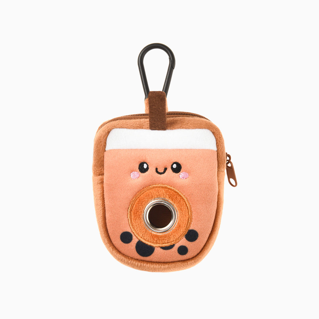 HugSmart Pooch Pouch Poop Bag Holder Bubble Tea soft plush dispenser with leash clip