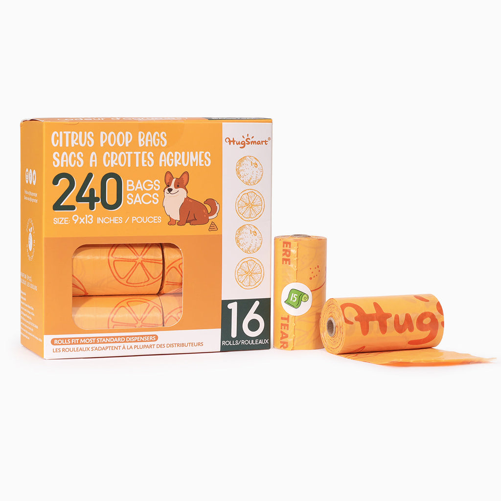 HugSmart citrus-scented dog poop bags 16 rolls 240 bags