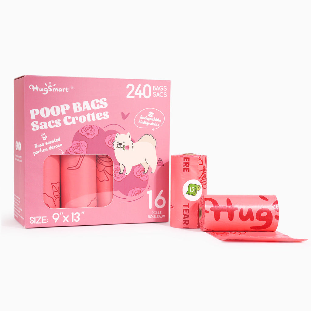 HugSmart rose-scented dog poop bags 16 rolls 240 bags