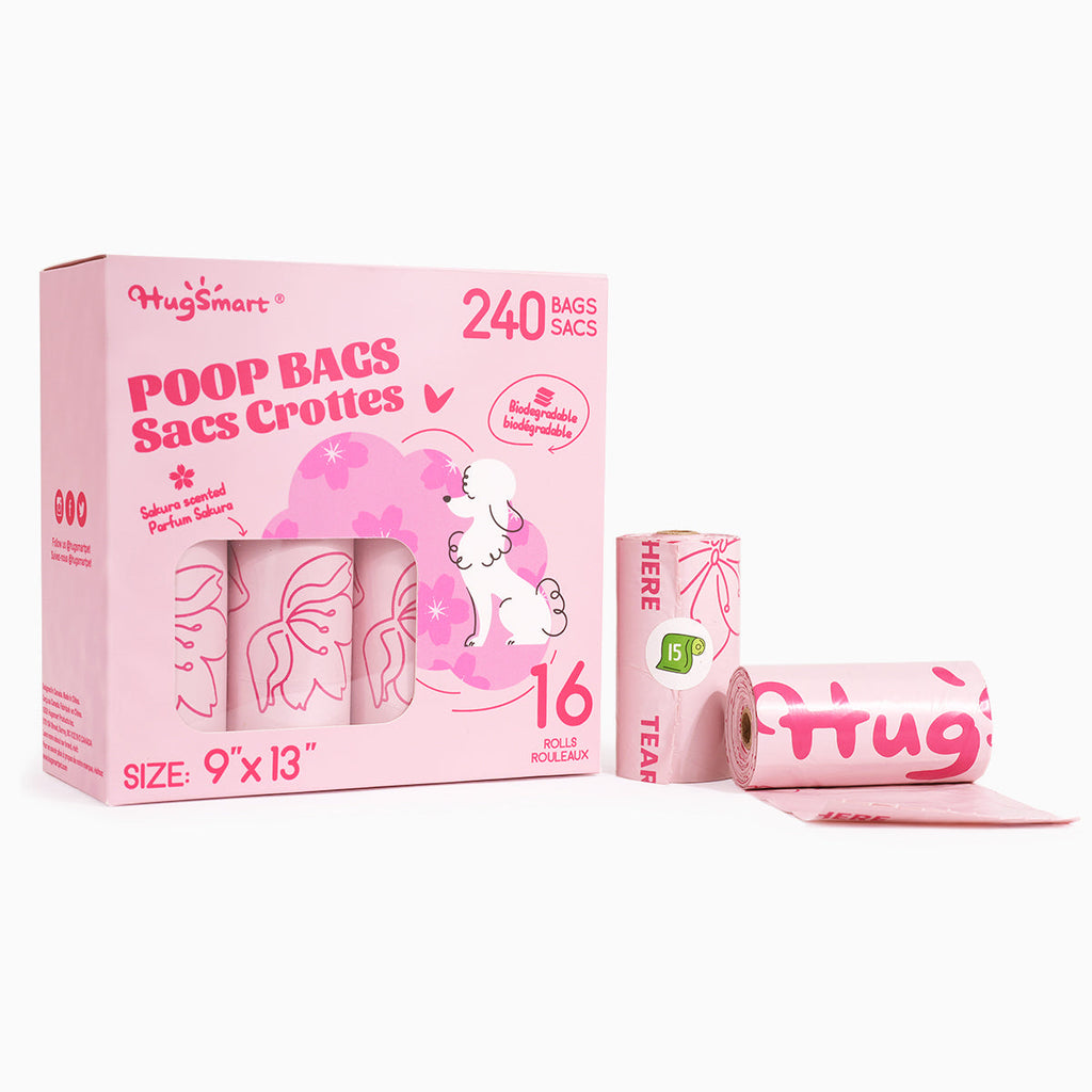 HugSmart sakura-scented dog poop bags 16 rolls 240 bags