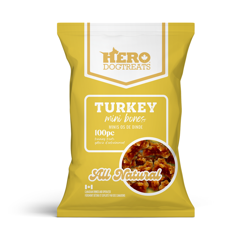 Hero Dog Treats Turkey Mini Bones 100 piece 75g training treats