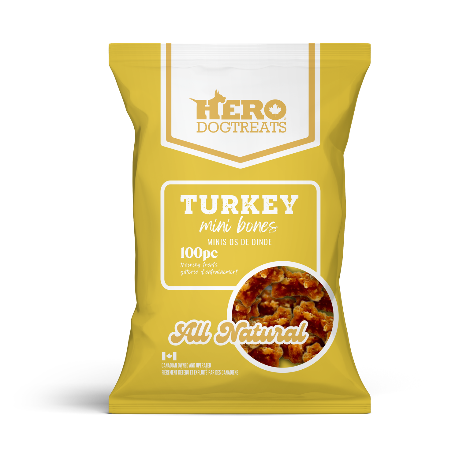 Hero Dog Treats Turkey Mini Bones 100 piece 75g training treats