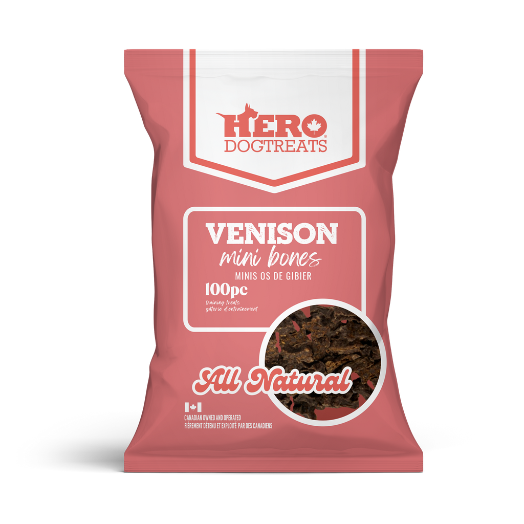 Hero Dog Treats Venison Mini Bones 100 piece 75g training treats