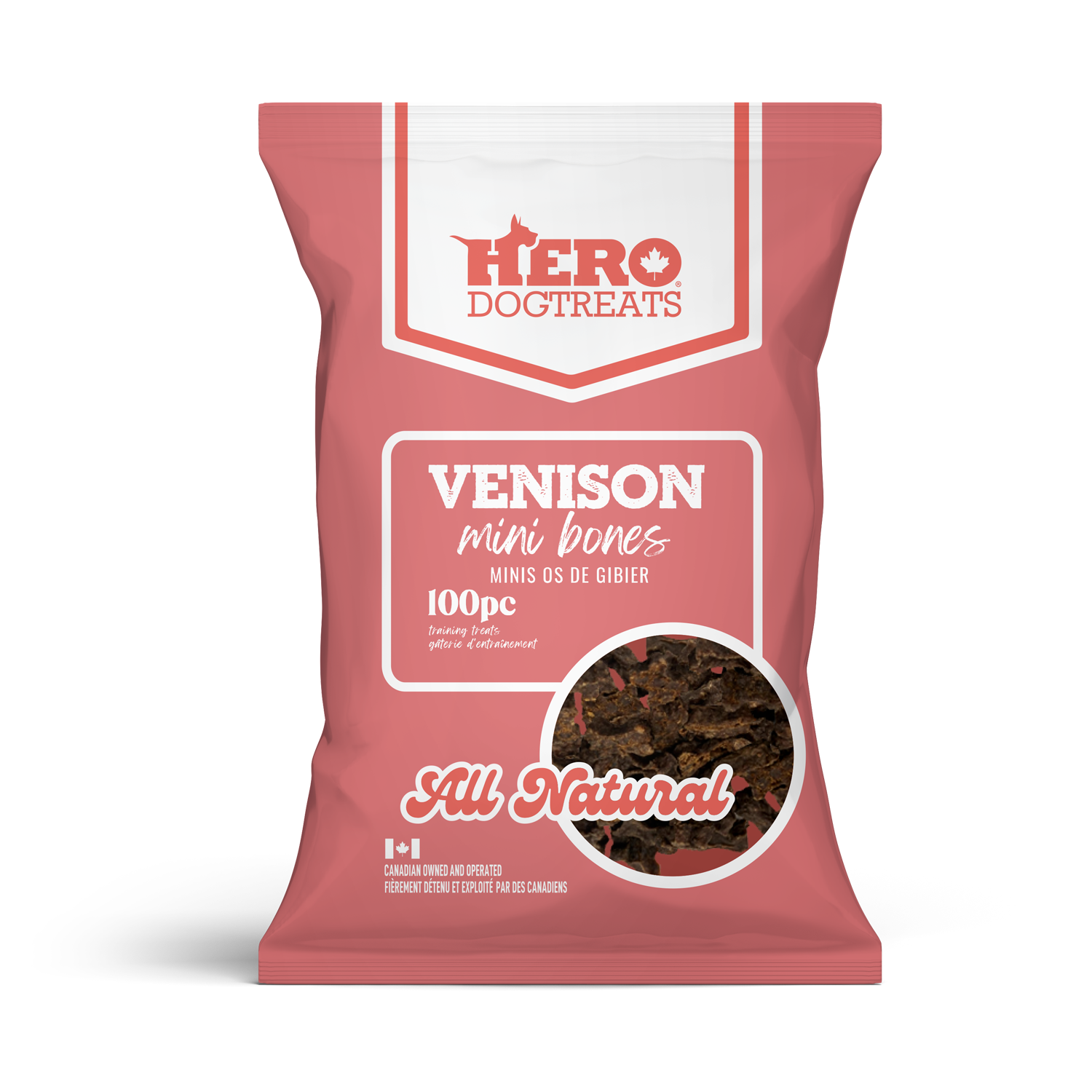Hero Dog Treats Venison Mini Bones 100 piece 75g training treats
