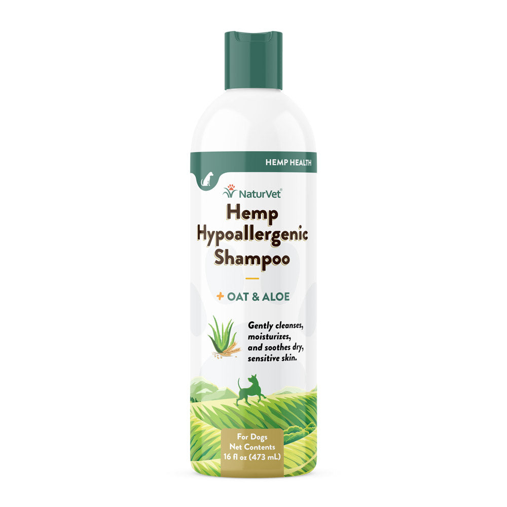 NaturVet Hemp Hypoallergenic dog shampoo 16 oz bottle