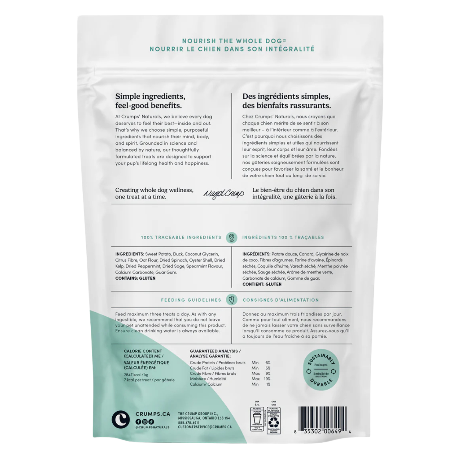 Crumps' Naturals Plaque Buster Fresh Bites dental dog treats 207g bag