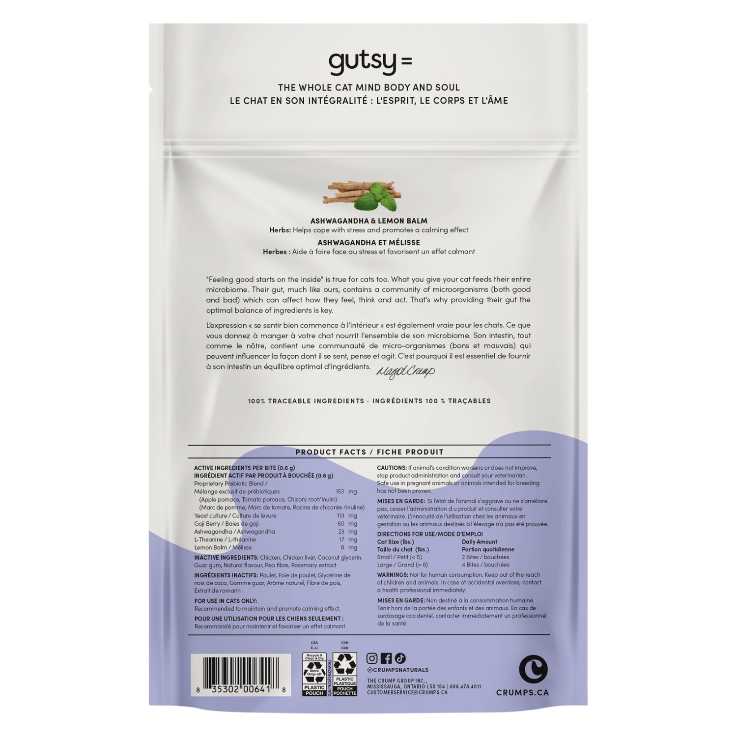 Crumps' Naturals Gutsy Cat Calm Bites functional soft bites bag 90g