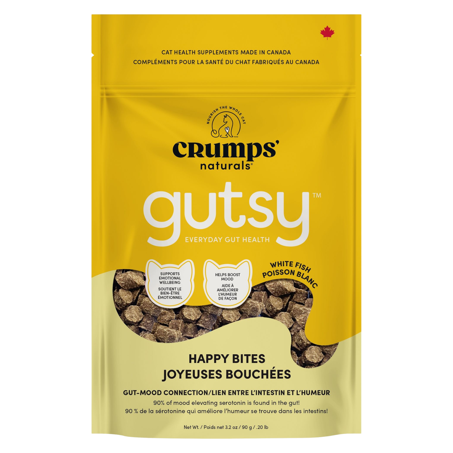Crumps' Naturals Gutsy Cat Happy Bites functional cat treats 90g bag
