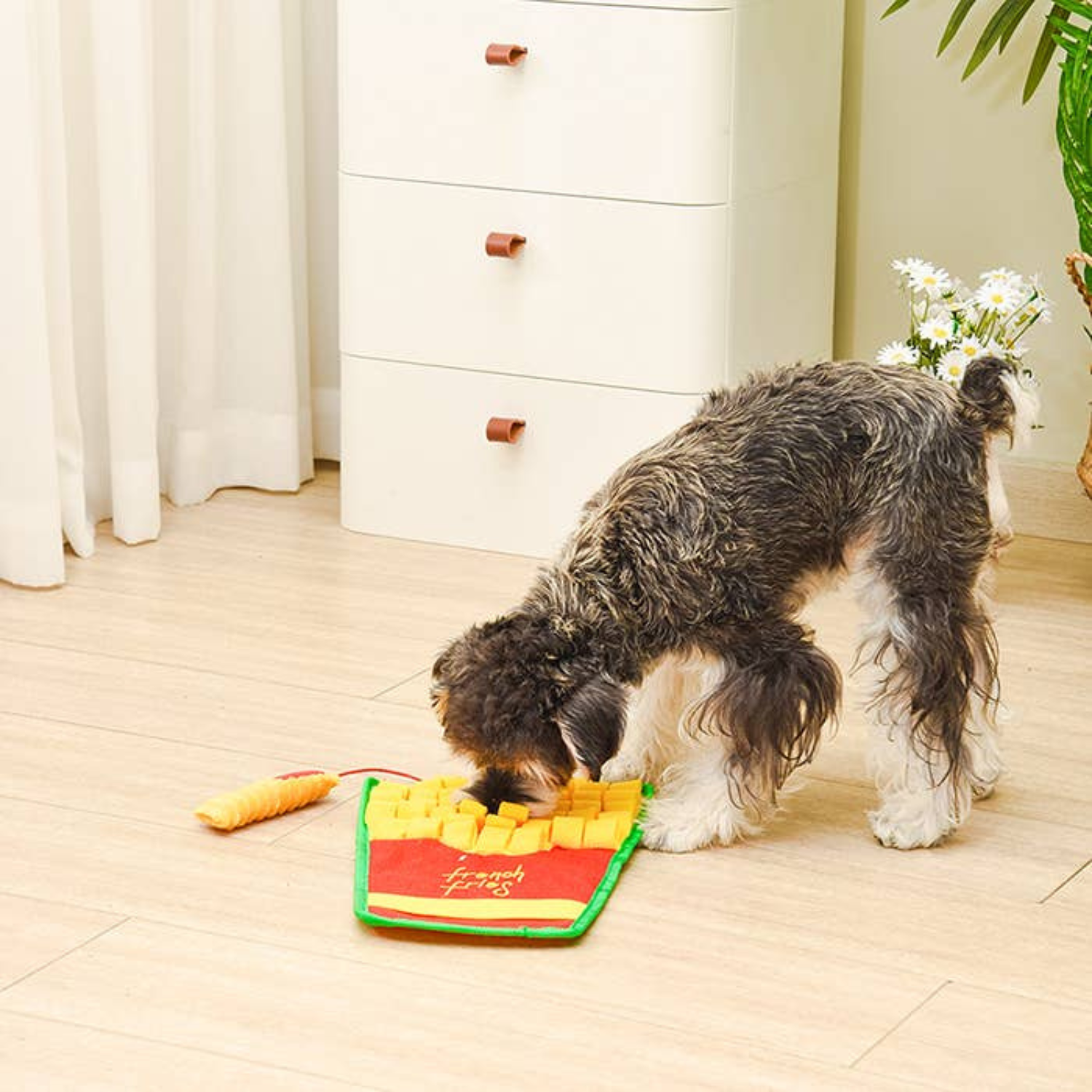 HugSmart Sniff-N-Seek Snuffle Mat French Fries snuffle and slow-feeder mat for small dogs and cats
