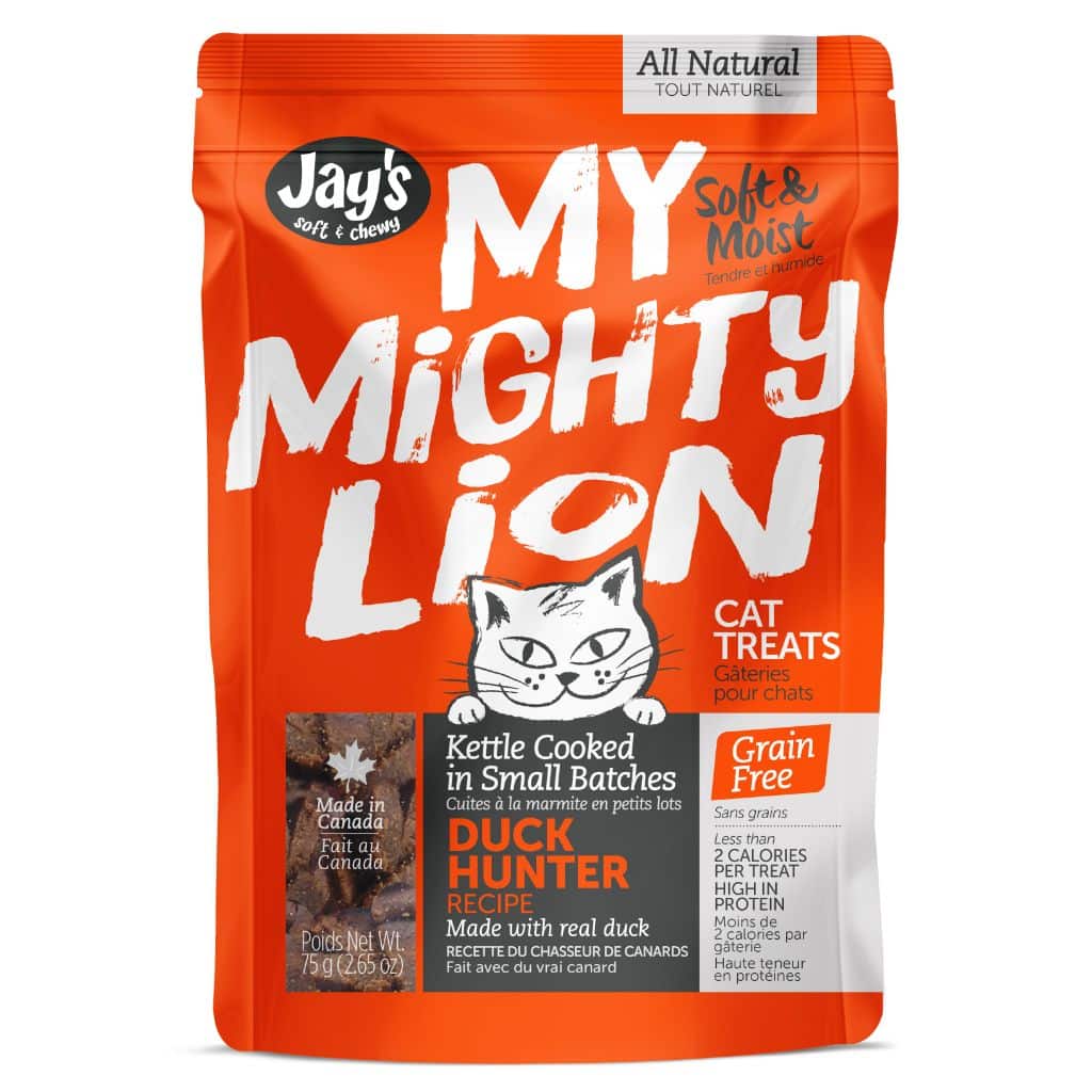 Jay's My Mighty Lion duck flavour soft cat treats 75g bag