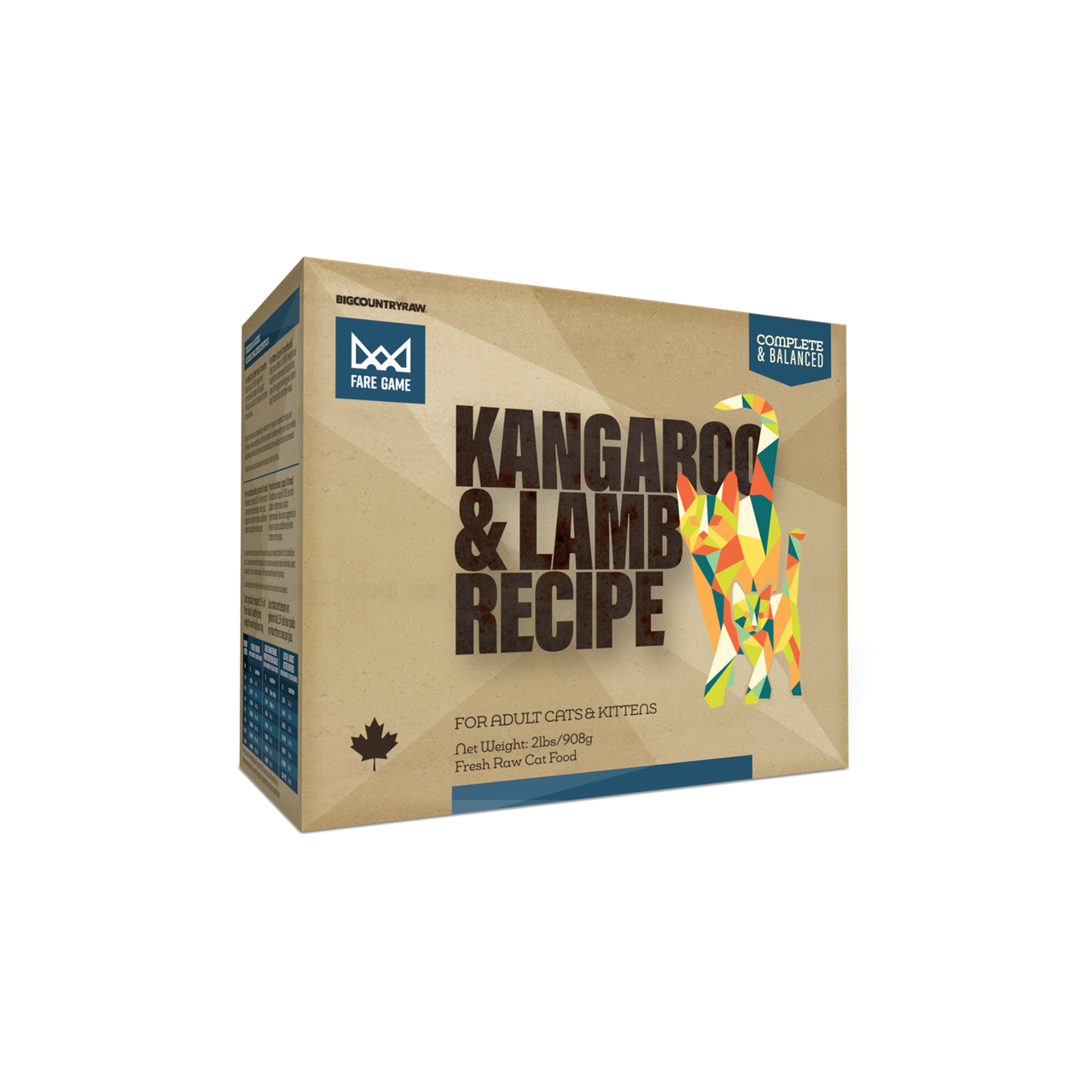 Big Country Raw Fare Game Kangaroo and Lamb 2 lb raw frozen cat food