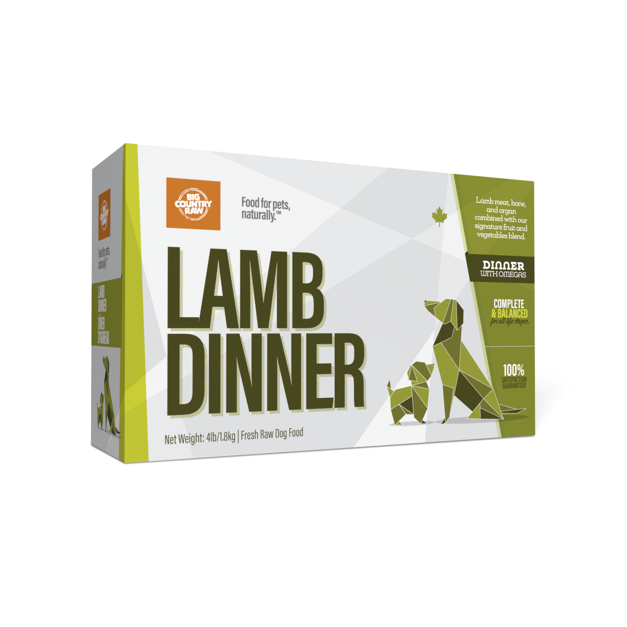 Big Country Raw Lamb Dinner raw frozen dog food 4 lb carton