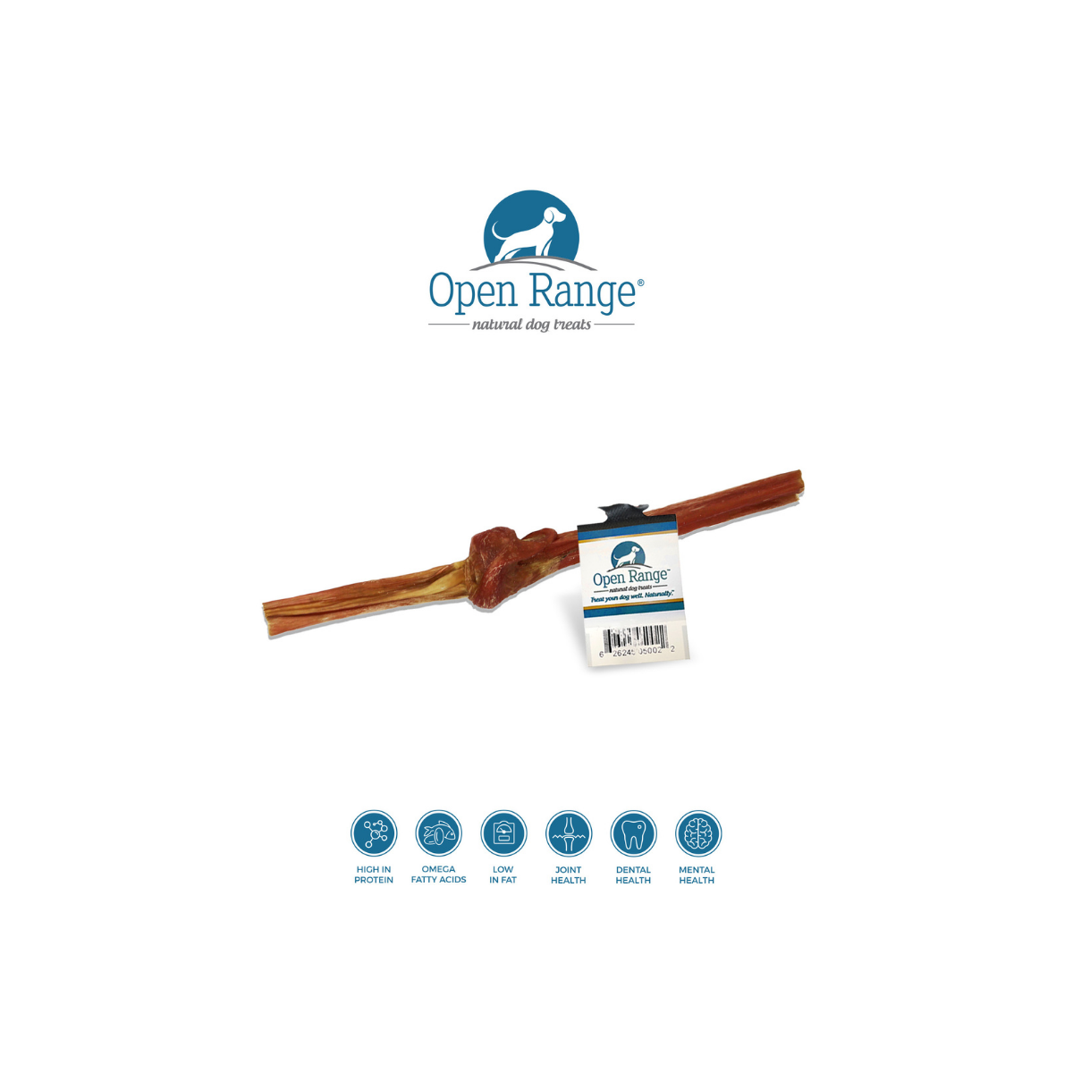 Open Range Beef Bladder Stick 6 inch single-ingredient dog chew