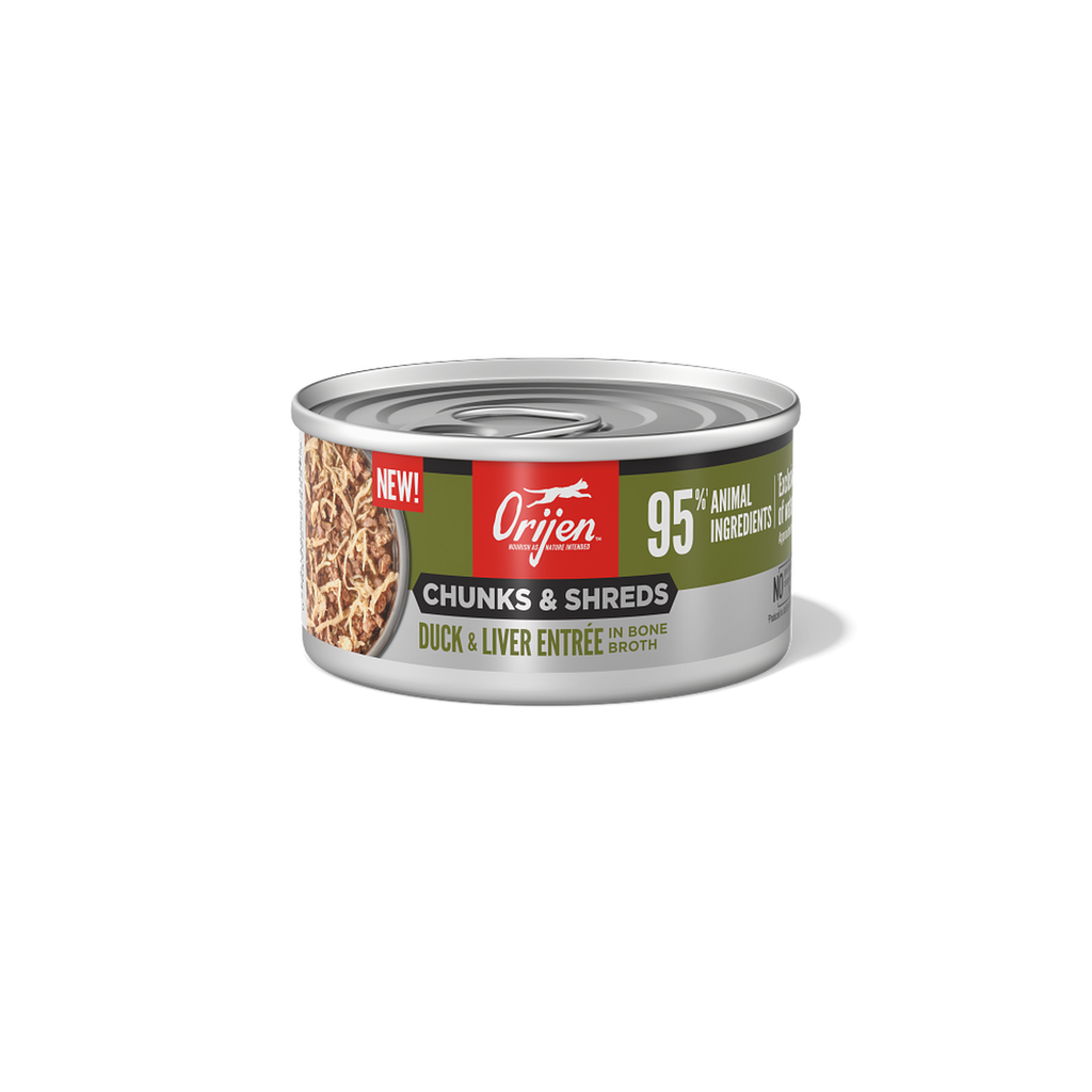 ORIJEN Cat Chunks & Shreds Duck & Liver Entree wet cat food 155g can