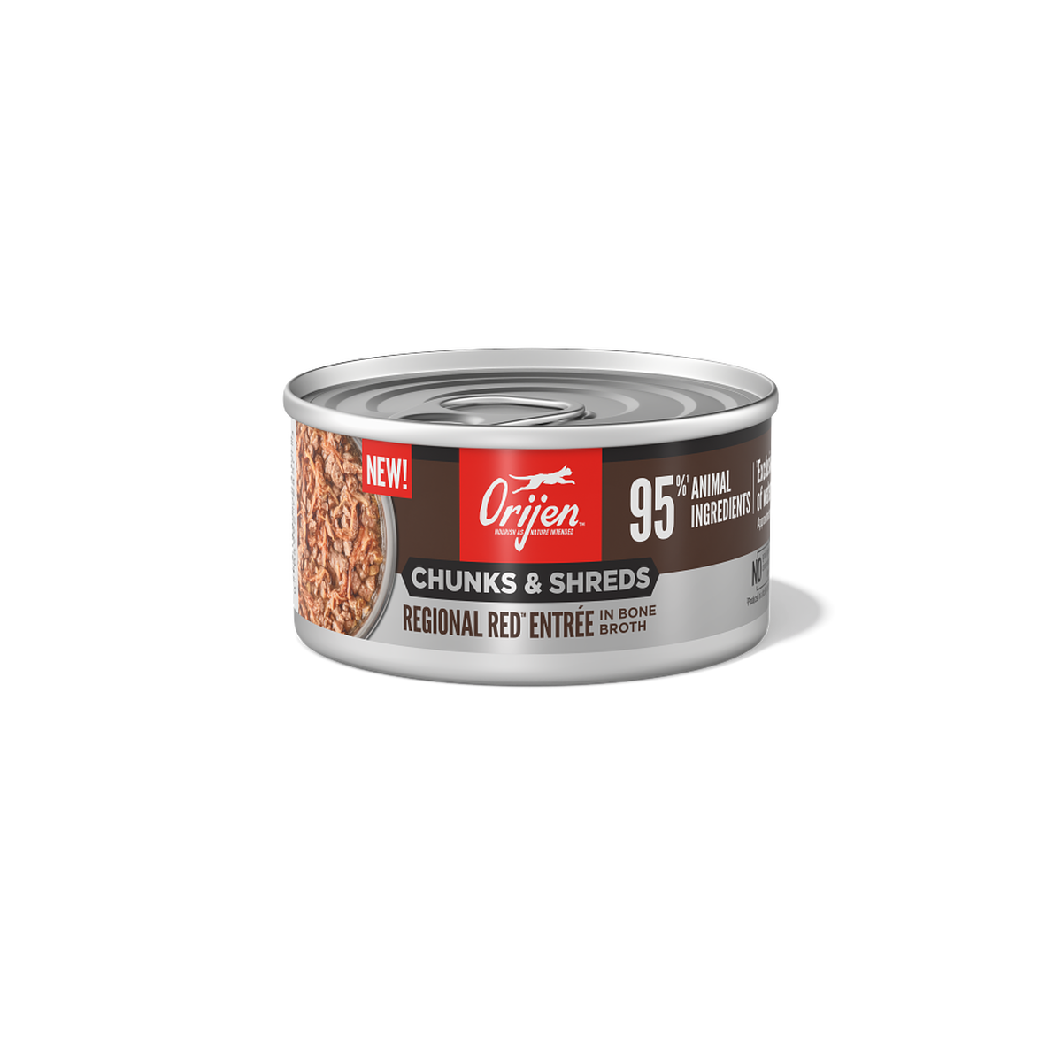 ORIJEN Cat Chunks & Shreds Regional Red Entree wet cat food 155g can