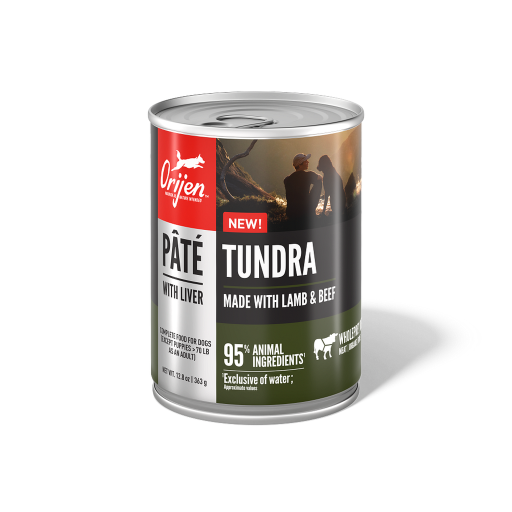 ORIJEN Dog Tundra Pate with Liver wet dog food 363g cans case of 12