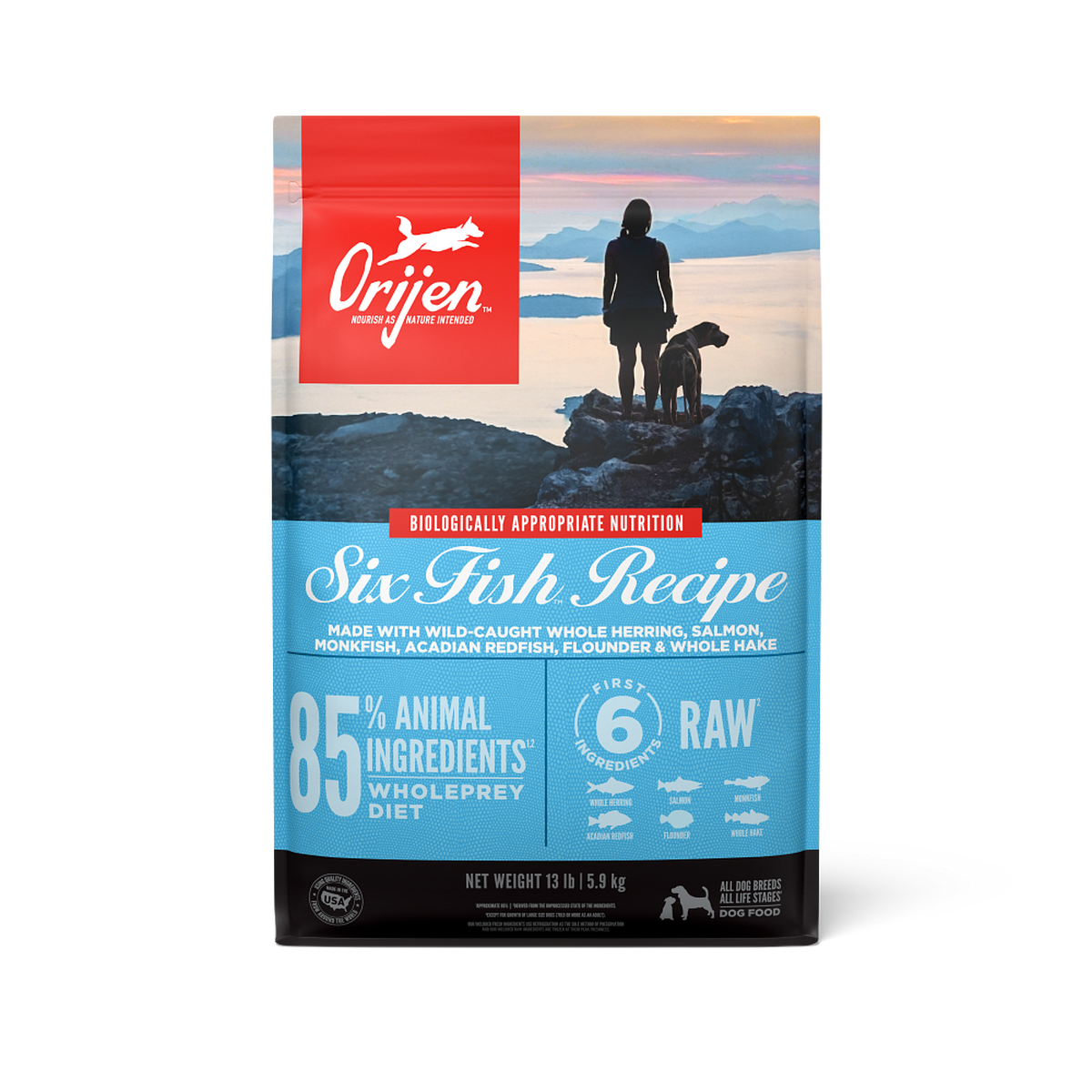 ORIJEN Six Fish dry dog food 2 kg bag