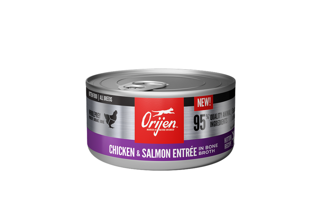 ORIJEN Kitten Chicken & Salmon Entrée wet cat food pâté 85g can