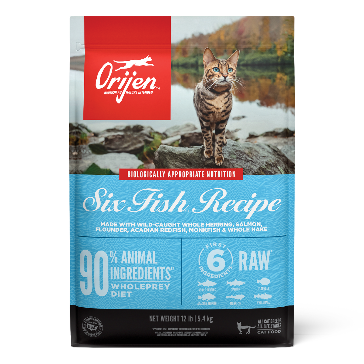 ORIJEN Six Fish dry cat food bag 5.4 kg