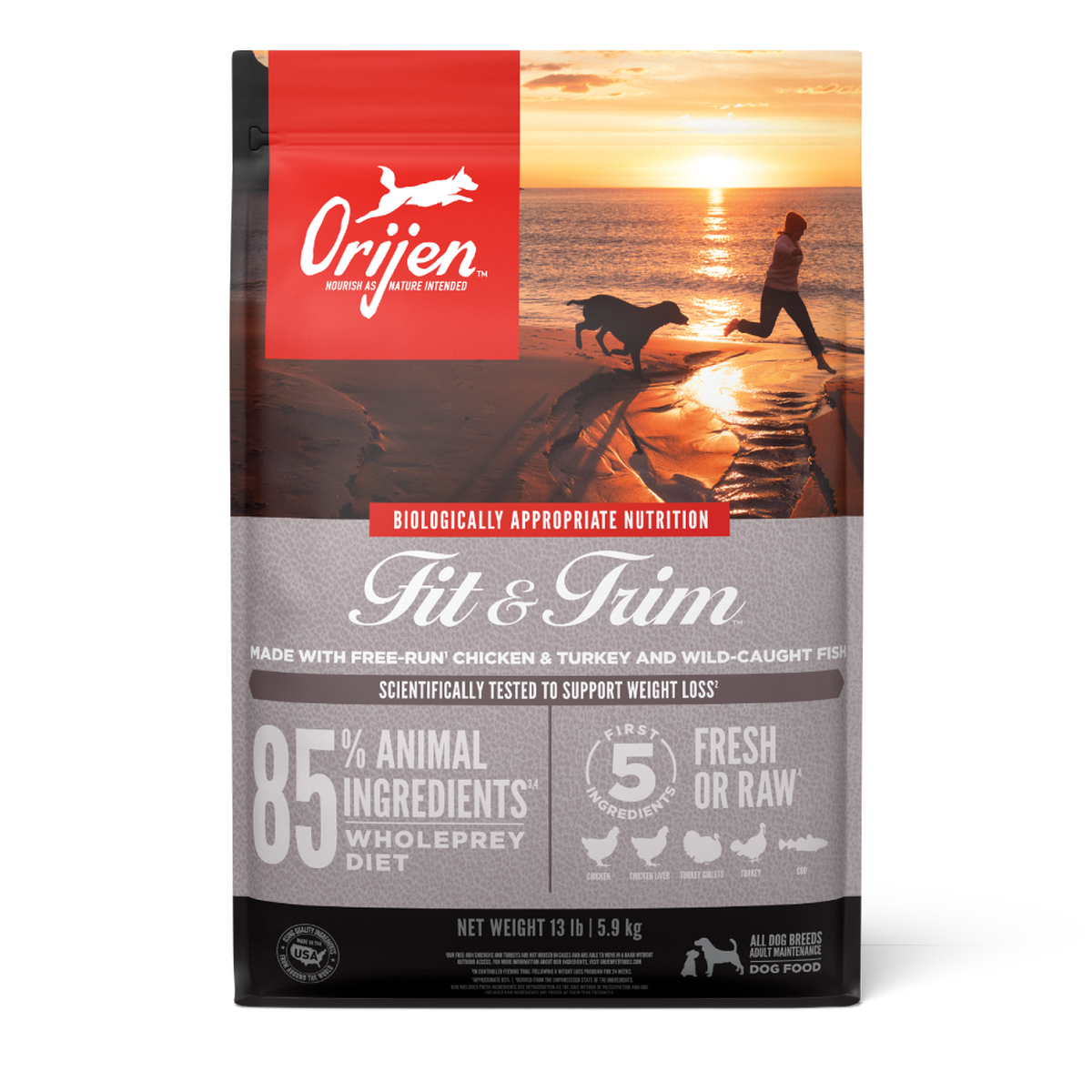 ORIJEN Fit & Trim dry dog food 11.4 kg bag