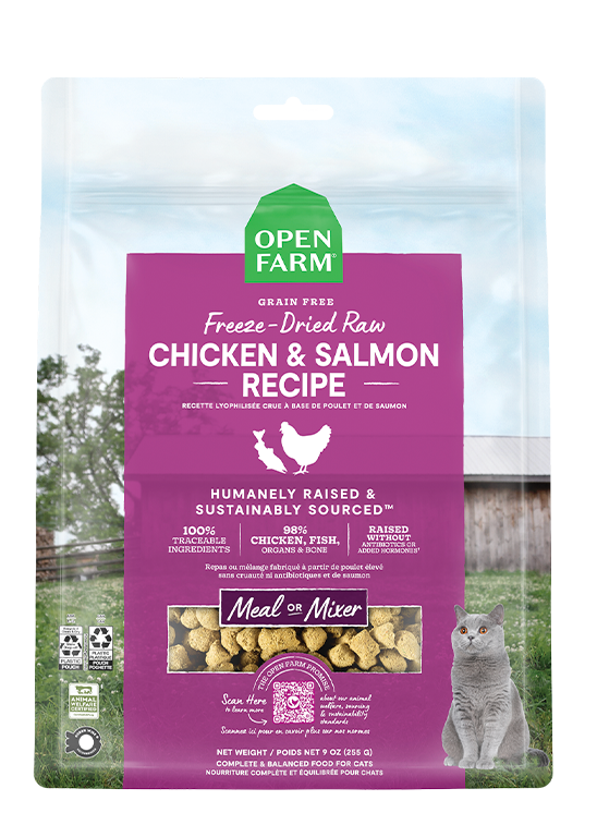 Open Farm Cat Freeze-Dried Raw Chicken & Salmon Morsels 9 oz bag
