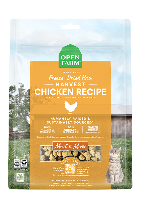 Open Farm Cat Freeze-Dried Raw Harvest Chicken Morsels 9 oz bag
