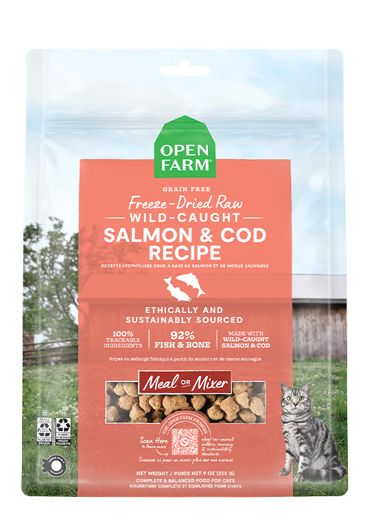 Open Farm Cat Freeze-Dried Raw Salmon & Cod Morsels 9 oz bag