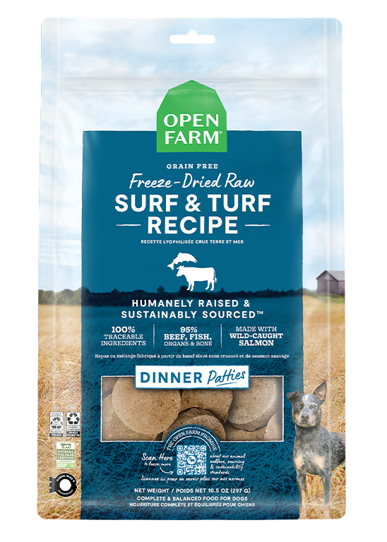 Open Farm Dog Freeze-Dried Raw Surf & Turf Patties 10.5oz bag