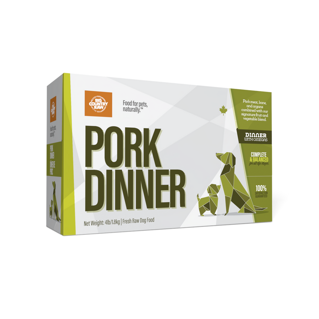 Big Country Raw Pork Dinner raw frozen dog food 4 lb carton