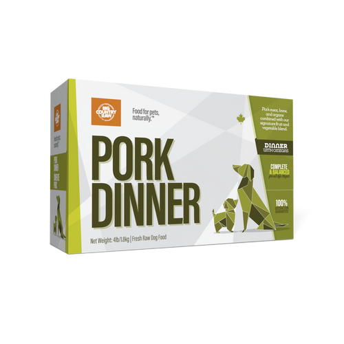 Big Country Raw Pork Dinner raw frozen dog food 4 lb carton