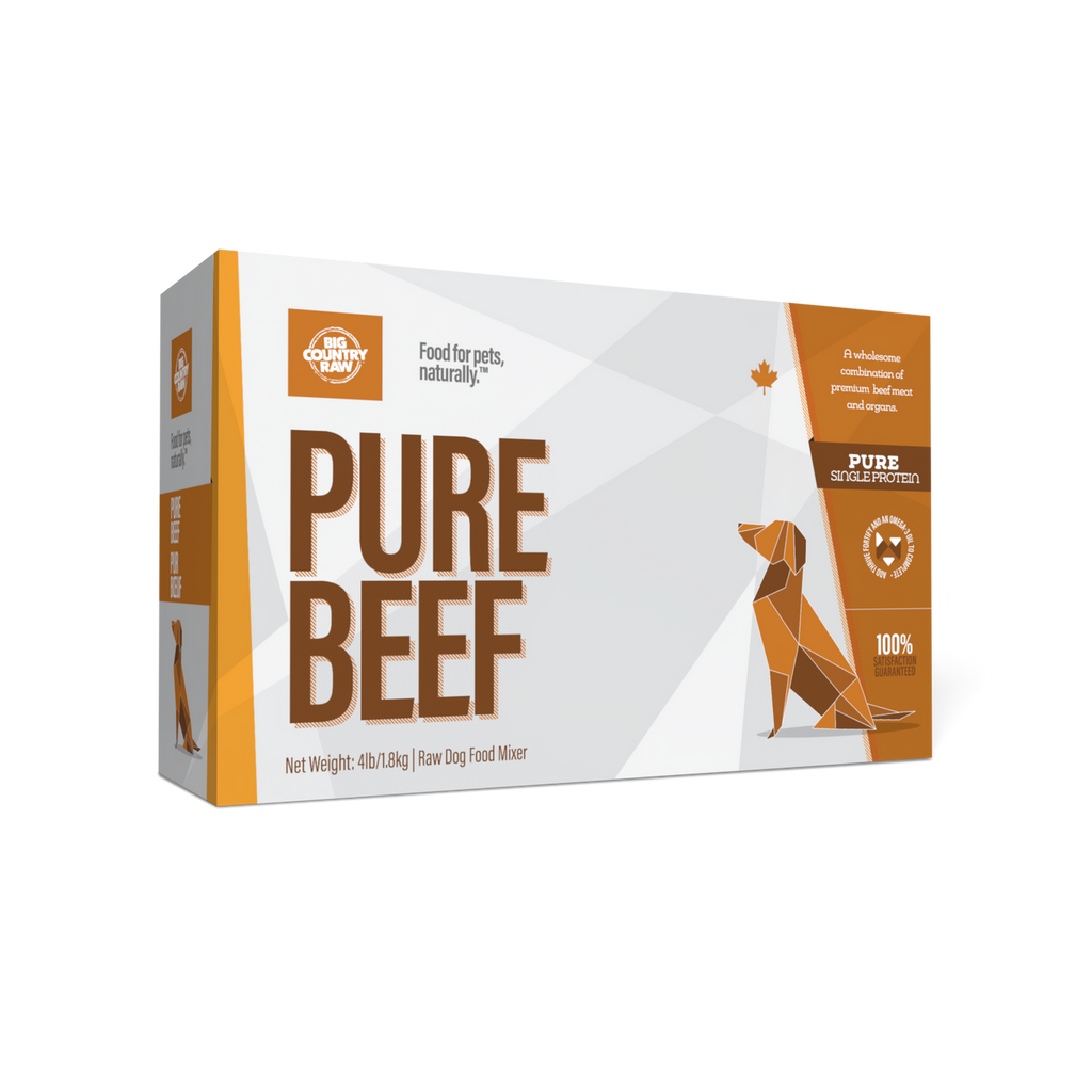Big Country Raw Pure Beef raw frozen dog food carton 4 lb