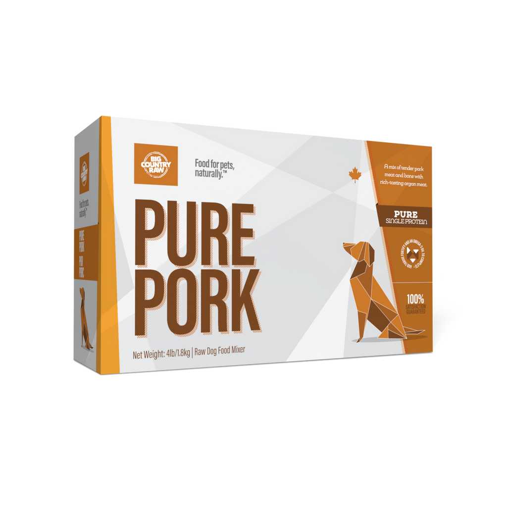 Big Country Raw Pure Pork raw frozen dog food carton 4 lb