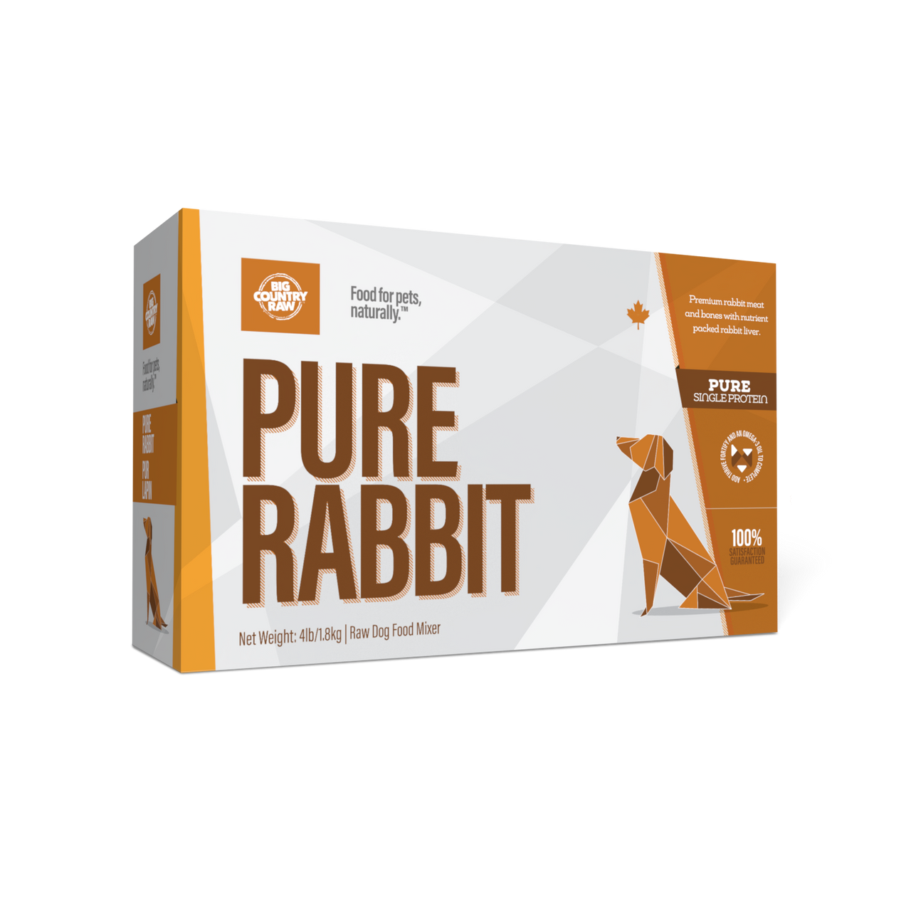 Big Country Raw Pure Rabbit raw frozen dog food carton 4 lb