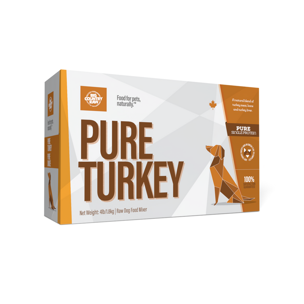 Big Country Raw Pure Turkey raw frozen dog food carton 4 lb