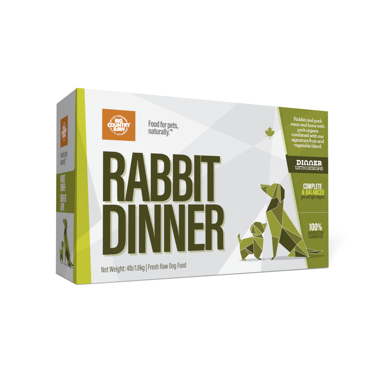 Big Country Raw Rabbit Dinner raw frozen dog food 4 lb carton