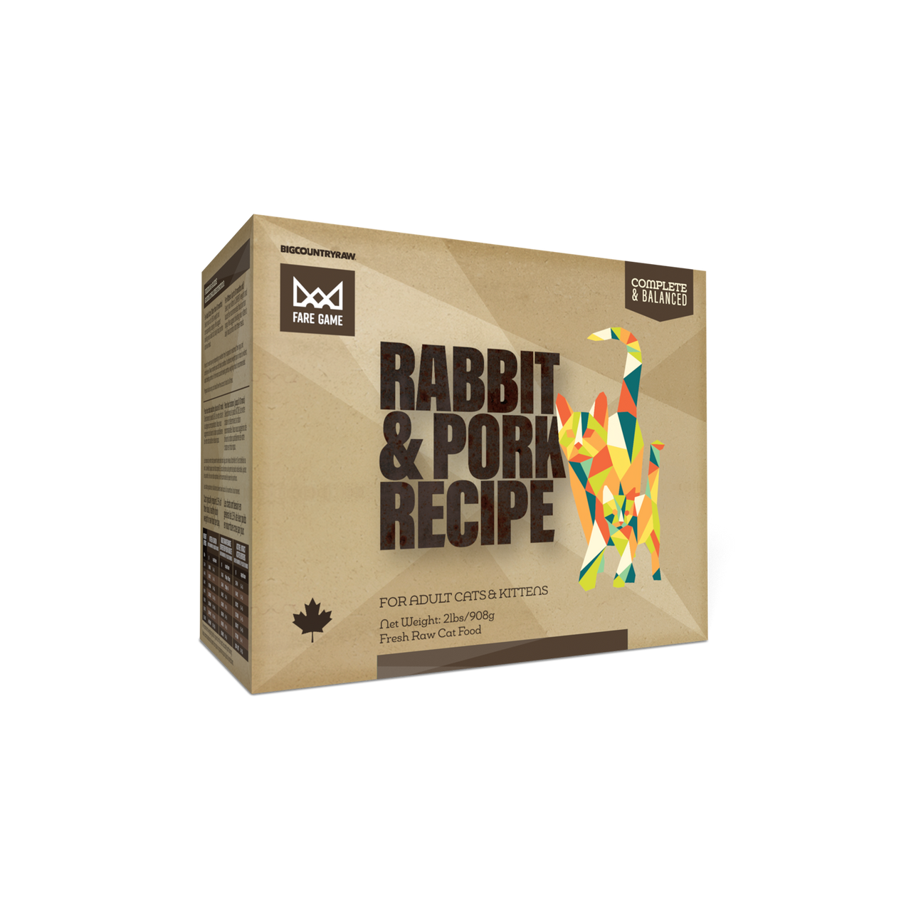 Big Country Raw Fare Game Rabbit and Pork 2 lb raw frozen cat food