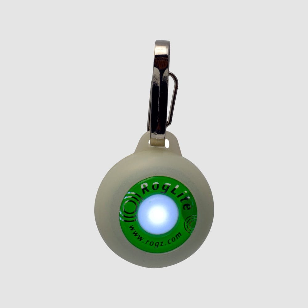Rogz RogLite glow dog collar safety light clip-on two light modes water resistant